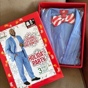 Brand New Dec 25th Men's Holiday 3-Piece LED Light Up Suit Set Christmas Blue
